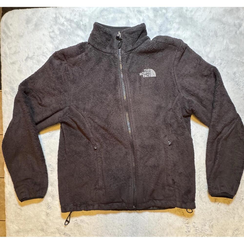The North Face Women's Fleece Full Zip Jacket Black S pocket needs repair 1123d